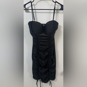 Stylish Black Ruched Mini Dress